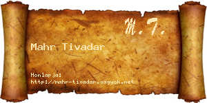 Mahr Tivadar névjegykártya