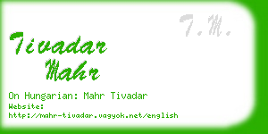 tivadar mahr business card